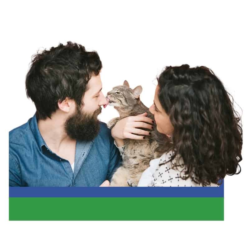family with adopted cat